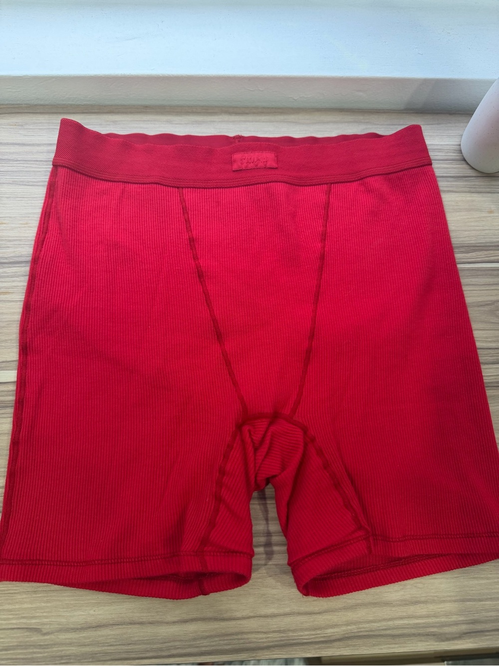SKIMS Red Ribbed Tank & Boxer Short Set - Picture 6 of 6